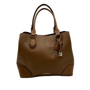 Nine West Brown Pebbled Faux Leather Satchel